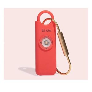 NWT Birdie Personal Safety Alarm Whistle for Women Keychain in Coral